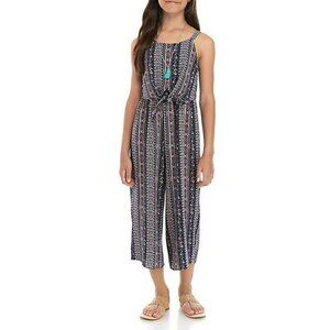 Beautees Girl's Jumpsuit With Necklace In Navy Print Size 16 $88